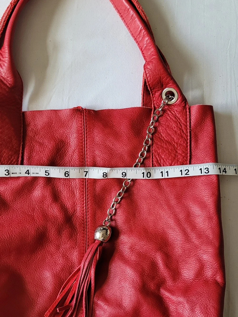 Nardelli Red Leather Tassel Hobo Shoulder Slough Bag. Medium. Boho Indie Sleaze.